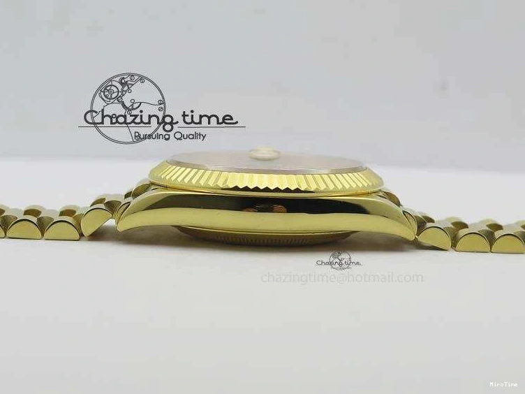 MiroTime 0219 DayDate 40mm BP-Maker 228238 YG Wrapped Gold Roman Dial (Fluted Bezel) On YG Bracelet ETA Attractive 3848